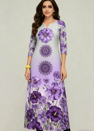 Muslim Flowers Kurt Christmas Women's Casual Fashion Comfortable Dress Long Sleeve Straight Tube Casual Ethnic Arabian Dress