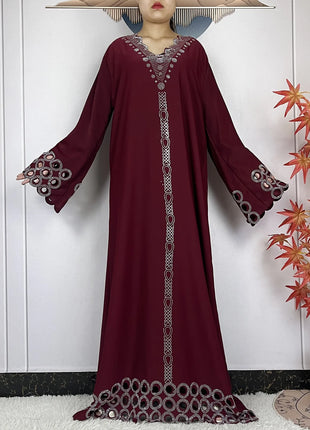 2024 New Dubai Muslim Femme Elegant Dress African Abaya For Women Arabic Islamic Robe Chiffon Fabric Long Sleeve Turkey Clothing