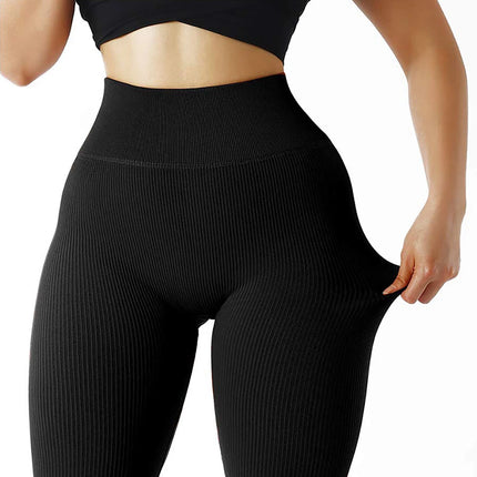 Women Ribbed Seamless Leggings High Waisted Gym Yoga Pants Push Up Leggings Athletic Fitness Workout Leggins Booty Sport Tights