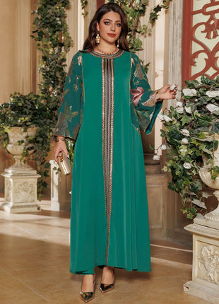 Eid Sequins Muslim Dress for Women Embroidery Party Long Dresses Robe Ramadan Dubai Kaftan Islam Vestidos Jalabiya Dresses 2025