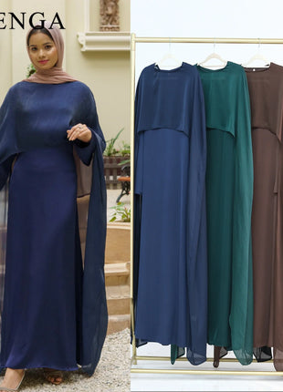 Ramadan 2 Piece Muslim Women Set Dubai Modest Abaya Islam Abayas Femme Elegant Arabic Clothing Fashion Turkey Solid Outfit 2025