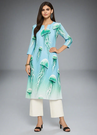 Muslim Dress Kurt Women's Fashionable And Elegant Straight Tube Casual Peacock Color Elephant Pattern Abaya Femme Dubaï
