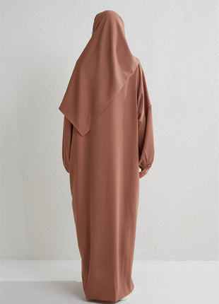 Muslim Abaya Prayer Dress One-piece Hooded Smocking Sleeve Islamic Clothing Women Jilbab Dubai Saudi Black Robe Turkish Modesty