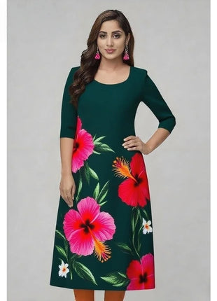 Muslim Kurtta Women Casual Fashion Dress Straight Tube Casual Ethnic Vetement Femme Flowers National style Kaftan Dress Moroccan