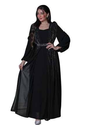 Women Long Loose Maxi Dress Muslim Dubai Women's Clothing Hot Diamond Belt Robe Dinner Dress