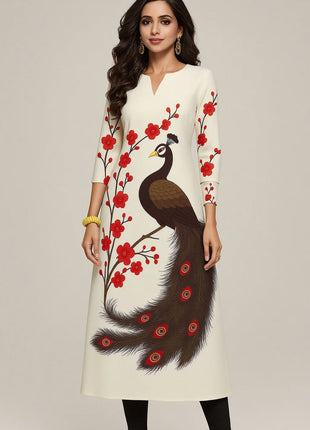 Muslim Dress Kurt Women's Fashionable And Elegant Straight Tube Casual Colorful Floral Pattern Kimono Femmes Musulmane