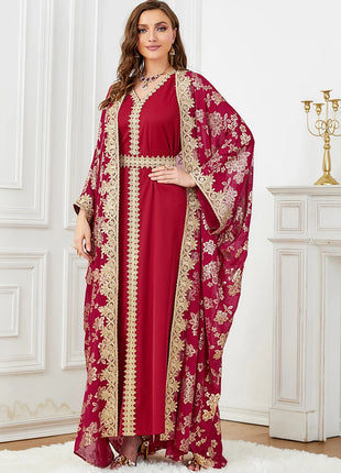 Women's Eid Abaya 2-Piece Set — Embroidered Jalabiya Party Dress