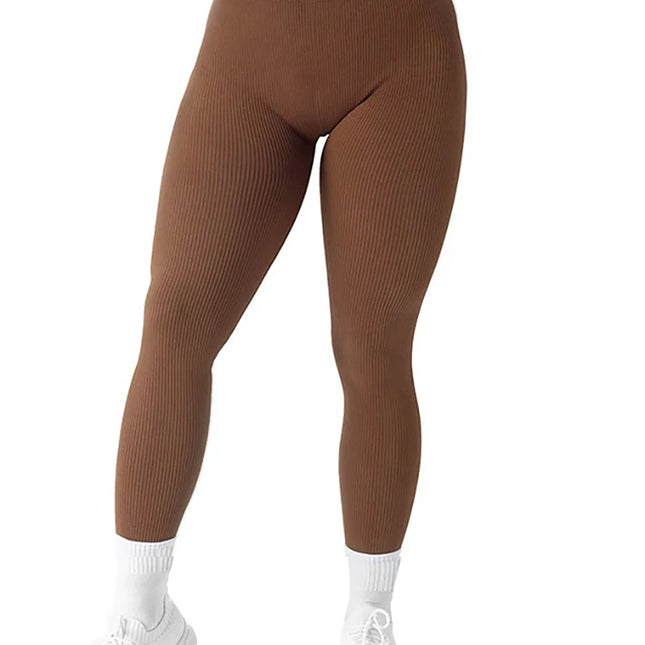 Women Ribbed Seamless Leggings High Waisted Gym Yoga Pants Push Up Leggings Athletic Fitness Workout Leggins Booty Sport Tights