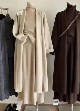3 Piece Set Muslim Women Waistcoat Cardigan Sweater Coat Knitted Long Skirt Suit Knitting Skirts Ensemble Morocco Casual Outfits