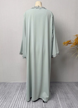 Dubai Elegant  Purple Abaya for Muslim Women - Intricately Crafted with Multicolored Embroidery Piece in Islamic Modest Fashion