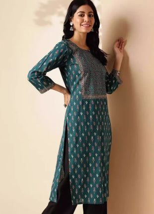 Indian Women's Ethnic Style Pure Cotton Printed Seven Quarter Sleeve Top