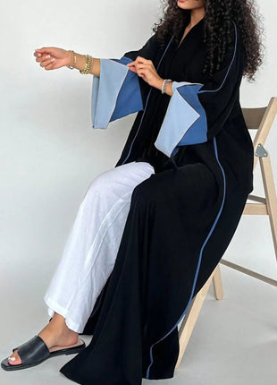 Middle Eastern Loose Abaya Muslim Full Sleeve Open Front Abayas Elegant Kaftans Women Jilbabs Arabian Islamic Maxi Dresses