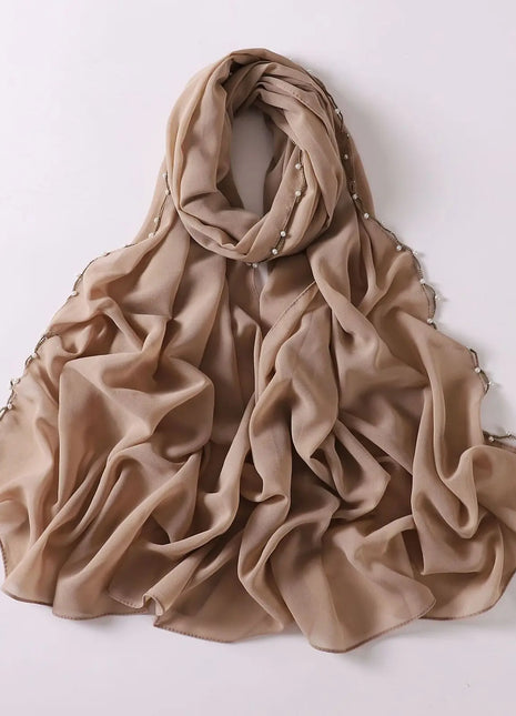 High Quality Women Beads Tassles Hijab Plain Long Scarf Shawls Malaysia Headband Muslim Arab Headscarf Wrap Shaylas 175*70cm
