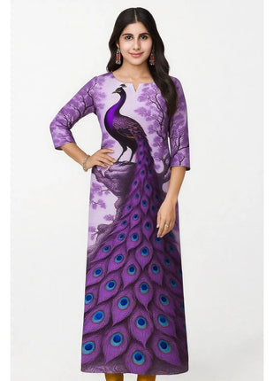 Muslim Dress Kurt Women's Fashionable Long Sleeved Straight Tube Casual Round Neck Elephant Pattern Islamic Women Clothing