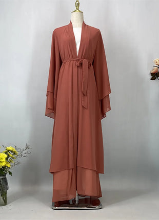 Ramadan Kebaya Chiffon Open Abaya For Women Muslim Dress Kaftan Islam Clothing Caftan Marocain Femme Modest Robe Dubai Kimono