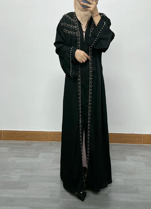 Ramadan Luxury Muslim Fashion Bat Sleeve Moroccan Turkiye Dubai Dress Middle East Arab Dress Sequins Golden Velvet Long Dress