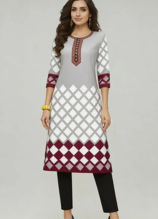 Muslim Women's Kurtta Casual Fashion Dress Straight Tube Casual Ethnic Slit hem Muslim Fashion Abito Donna Turkish Abaya