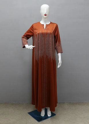 Middle East Ramadan Moroccan Muslim Forged Face Dress Arab Dubai Dress Luxury Fashion Hot Diamond Evening Robe