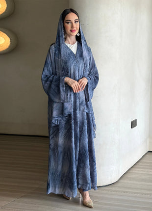 Eid Abaya for Women Print Cardigan Scarf Set Muslim Dresses Ramadan Morocco Dubai Jalabiya Kaftan Vestidos Arab Long Robe 2025