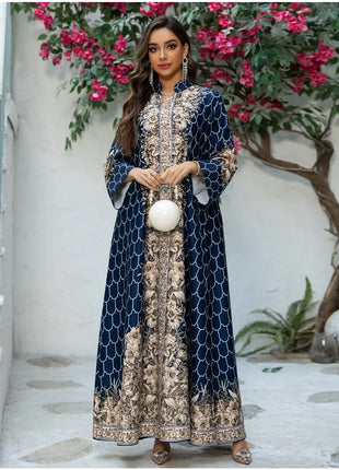 Muslim Dress Women Abaya for Eid Diamond Party Dresses Arab Long Robe Print Abayas Dubai Morocco Kaftan Islam Jalabiya Vestidos