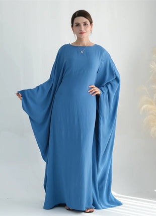 Ramadan Eid Soft Crepe Khimar Batwing Abaya Dubai Islam Muslim Modest African Dresses For Women Kaftan Kebaya Robe Femme Musulma
