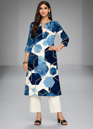Muslim Dress Kurtta Women Fashionable And Elegant National Style Straight Tube Casual Round Neck Colorful Elephant Pattern Dress