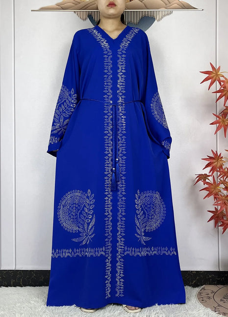 2024 Muslim Sets Women Party Dress Dubai Long Sleeve Diamonds Dashiki Islam Women Chiffon Comfort Fabric African Tradition Abaya