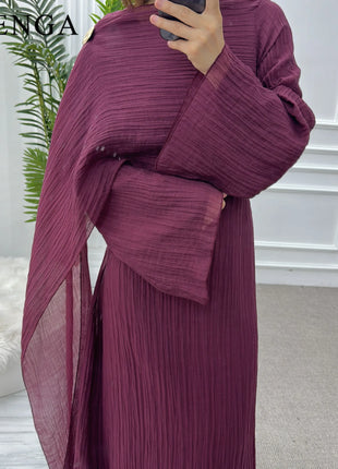 Two Piece Middle East Muslim Cardigan Set for Women Ramadan Eid Dubai Modest Abaya Dress Elegant Islam Solid Turkey Robe Outfit