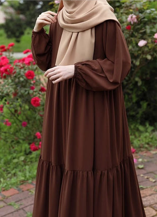 Fashionable Muslim women's loose long sleeved retro elegant dress