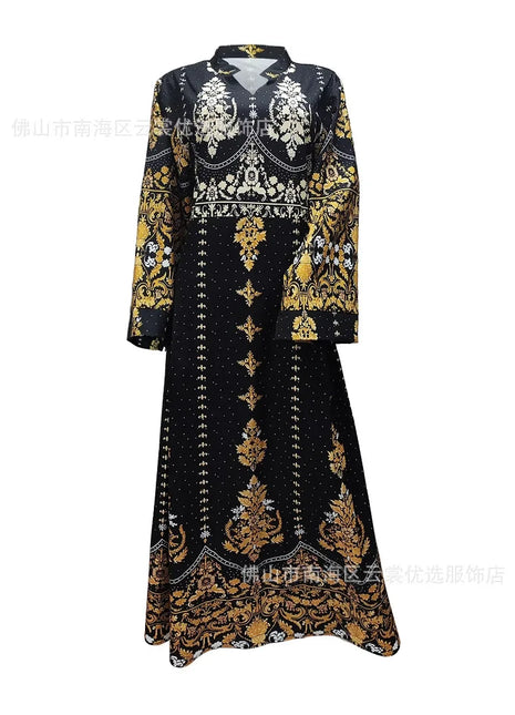 Retro Middle Eastern Style Women's Dress Embroidered Muslim Ethnic Fashionable Autumn Summer Courtly Wind Clothing Set