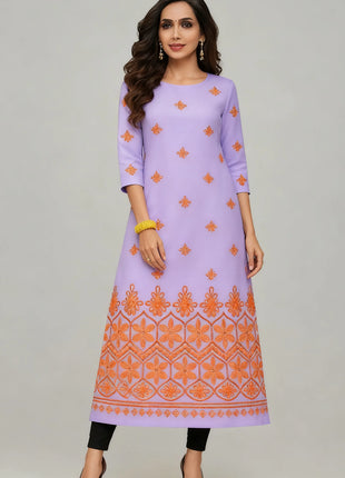 Dress Kurtta Women Fashionable Straight Tube Casual Bright Slit hem Flowers Patterns Robe Arabe Traditionnelle Turkish Abaya
