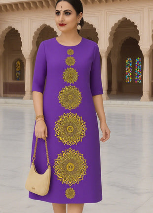 Muslim Dress Kurtta Women Fashionable Elegant National Style Straight Tube Slit hem Abito Donna Islamic Clothing For Women