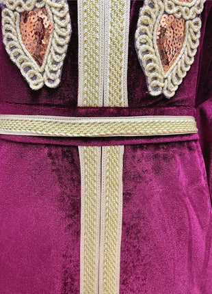 Ramadan Luxury Muslim Fashion Bat Sleeve Moroccan Turkiye Dubai Dress Middle East Arab Dress Sequins Golden Velvet Long Dress