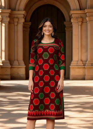 Muslim Kurtta Women's Casual Fashion Dress National style Straight Tube Casual Turkish Abaya Kaftan Moroccan Slit hem Robe