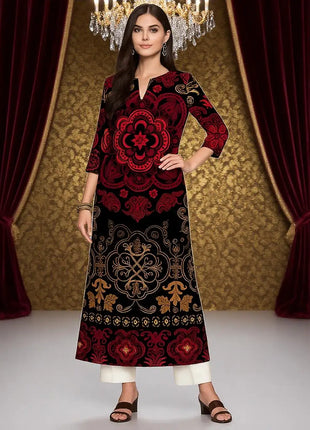 Muslim Dress Kurt Women's Fashionable And Elegant Straight Tube Casual National Style Pattern Noble Skirt Muslim Women Clothing
