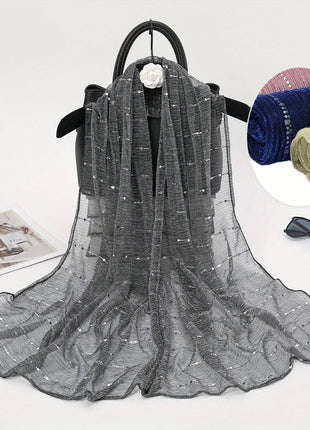 1PCS Spring and Autumn Women's High Elasticity sequin Chain Scarf, Wick Silk Long Scarf, Indian Scarf, Slide Silk Scarf