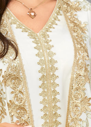 Women's Eid Abaya 2-Piece Set — Embroidered Jalabiya Party Dress