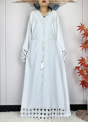 2024 New Dubai Muslim Femme Elegant Dress African Abaya For Women Arabic Islamic Robe Chiffon Fabric Long Sleeve Turkey Clothing