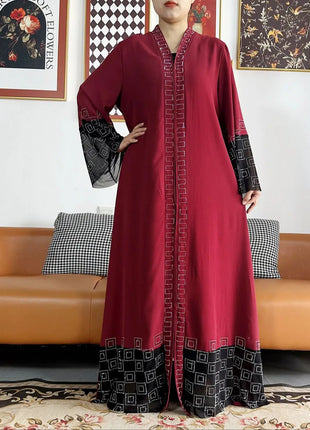 Latest Women Elegant Dresses Dubai Party Outfits Long Sleeve Chiffon Dashiki Muslim Women Robe Open African Abaya Clothing