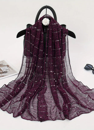 1PCS Spring and Autumn Women's High Elasticity sequin Chain Scarf, Wick Silk Long Scarf, Indian Scarf, Slide Silk Scarf