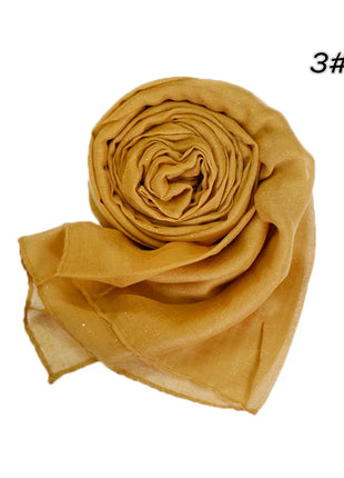 Shimmer Glitter Cotton Viscose Hijab Scarves For Women Muslim Long Shawls Headscarf Wraps Solid Headbands Stole Bufandas Turbans
