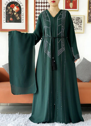 Laxury Design New Women Elegant Dress Chiffon Open Abaya Muslim Women Dress Islamic Clothing Cardigan Abaya Women Muslim Dress