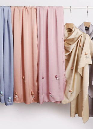 New Bubble Chiffon Hijab Scarf Handmade Flower Beaded Anchor Satin Silk Scarf  Hijabs for Women Turban Femme Ramadan Islamic