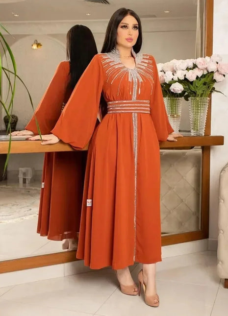 Luxury Abaya Diamonds Muslim Elegant Women Dresses Caftan Moroccan Dubai Kaftan Gown Evening Party Eid Long Maxi Dresses