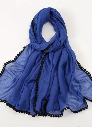 New Cotton Hijab With Lace Muslim Scarf Long Shawls Headscarf Wraps Foulard Echarpe Bufanda Muslim Sjaal Islam Eid Headband