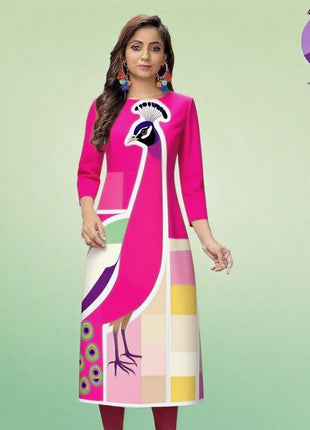 Muslim Dress Kurt Women's Fashionable Elegant Straight Tube Casual Peacock National Style Pattern Noble Skirt Muslim Slit hem