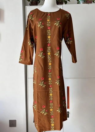 Muslim Dress Kurt Women's Fashionable Elegant Straight Tube National Style Pattern Noble Skirt Slit Hem Abito Donna Musulmana