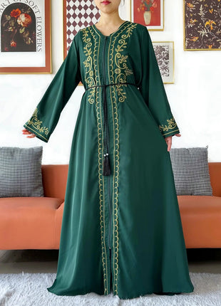 2025 New Elegant Women Abaya Long Sleeve Chiffon Loose Open Abaya Muslim Islamic Clothing Cardigan Style for Special Occasions