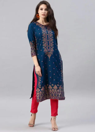 Women's Peacock Pattern Muslim Abaya — Elegant Loose O-Neck Dress