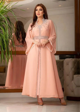 Luxury Abaya Diamonds Muslim Elegant Women Dresses Caftan Moroccan Dubai Kaftan Gown Evening Party Eid Long Maxi Dresses